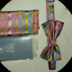 Stacy Adams Bow Tie (ready tied) & Hanky Set